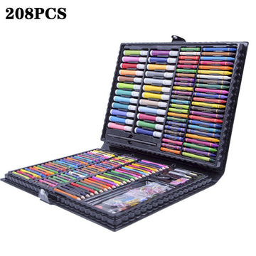 42-208PCS Children Art Education Painting & Coloring Set. Colored Pencils, Crayons, Watercolors Pens With Drawing Board